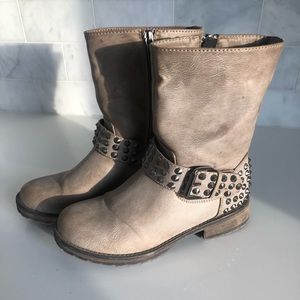 Grey Studded Moto Boot Size 6